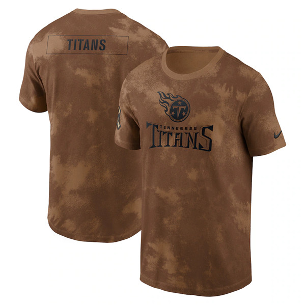 Men's Tennessee Titans 2023 Brown Salute To Service Sideline T-Shirt - Click Image to Close